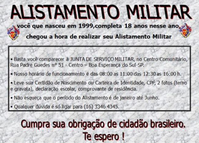 Alistamento Militar 2017.